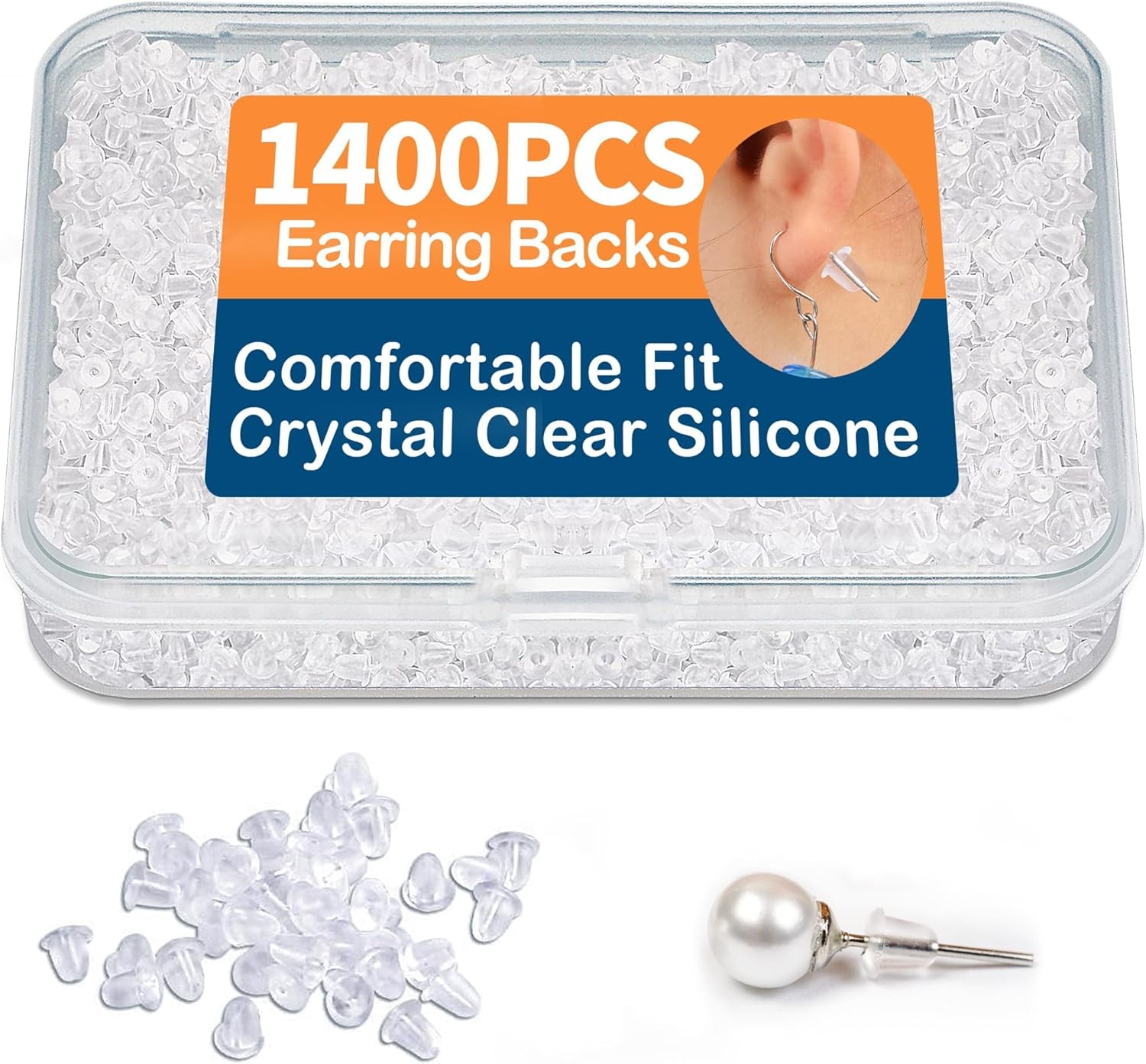 1400PCS Clear Silicone Earring Backs – Soft & Invisible Small Rubber Stoppers