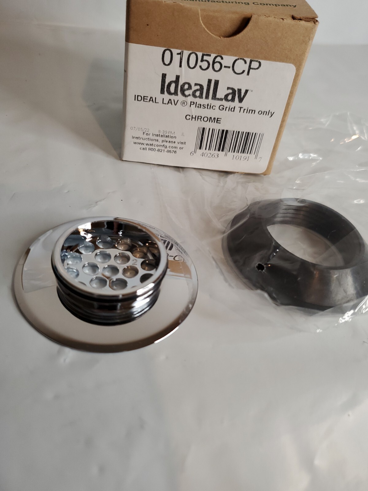 Watco 01056-CP Ideallav Drain Replacement Plastic Grid Strainer Trim - Chrome