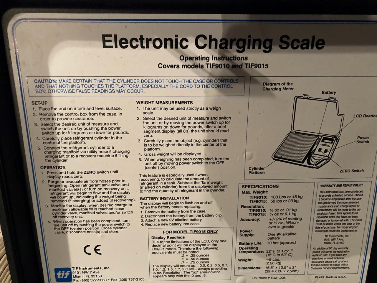 TIF 9010 Slimline Electronic Refrigerant Charging Scale
