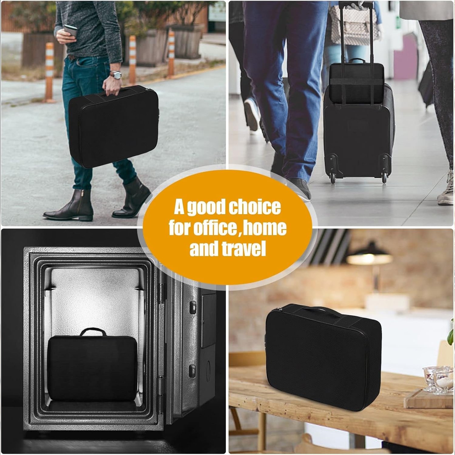 Fire Proof Waterproof Document Box with Lock File Storage Organizer Box Safe Bag