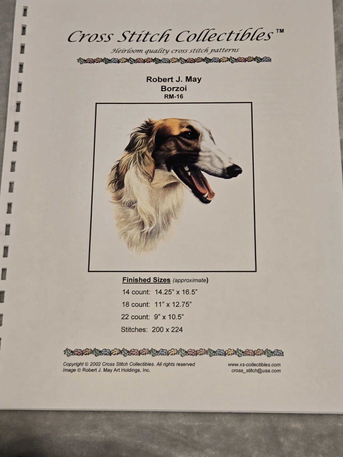 Cross Stitch Collectibles Pattern Borzoi