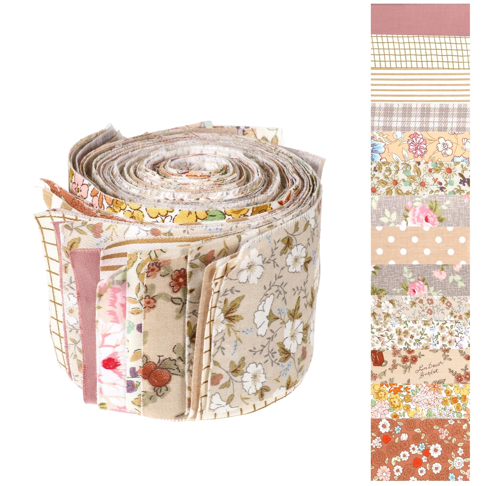 42 Pcs Brown Jelly Roll Fabric Strips Cotton Quilting 6.5 x 50 cm