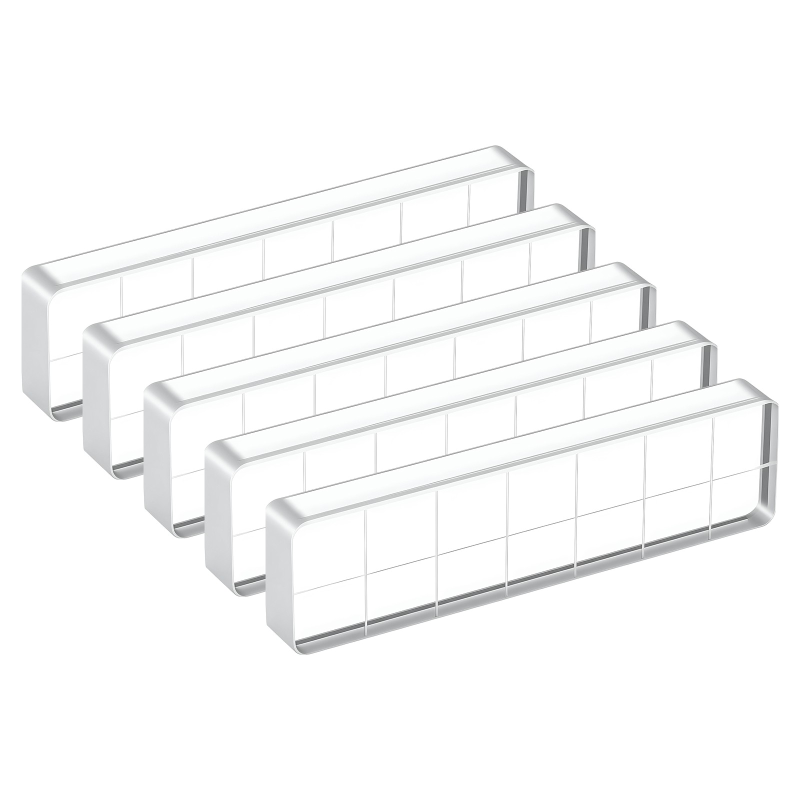 Acrylic Stamp Block, 5 Pack Rectangle Shape with Grid Lines, 2.76" x 0.8"
