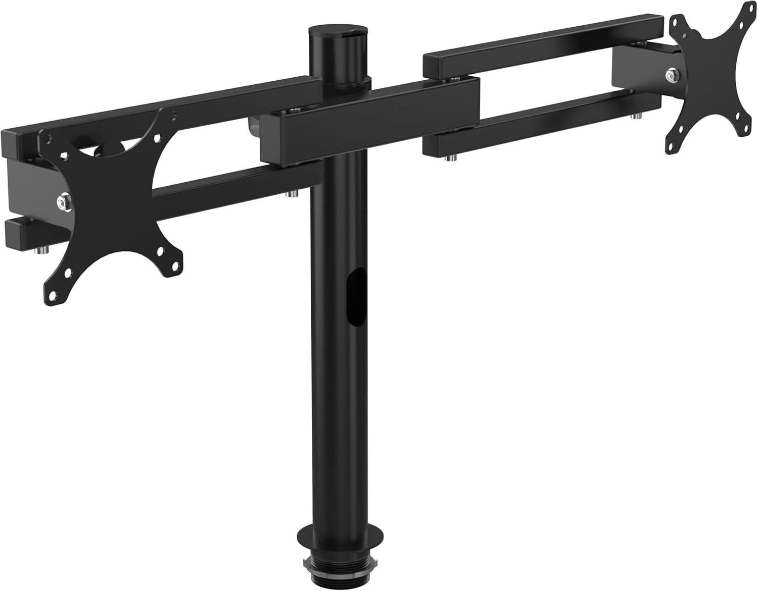 Heavy Duty Steel Dual Monitor Stand with Height Adjustable Arms - Fits 13–27"