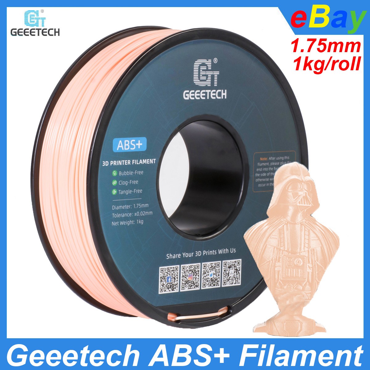 Geeetech ABS+ Filament 1.75mm 1kg Skincolor 3D Printer Filament High Toughness