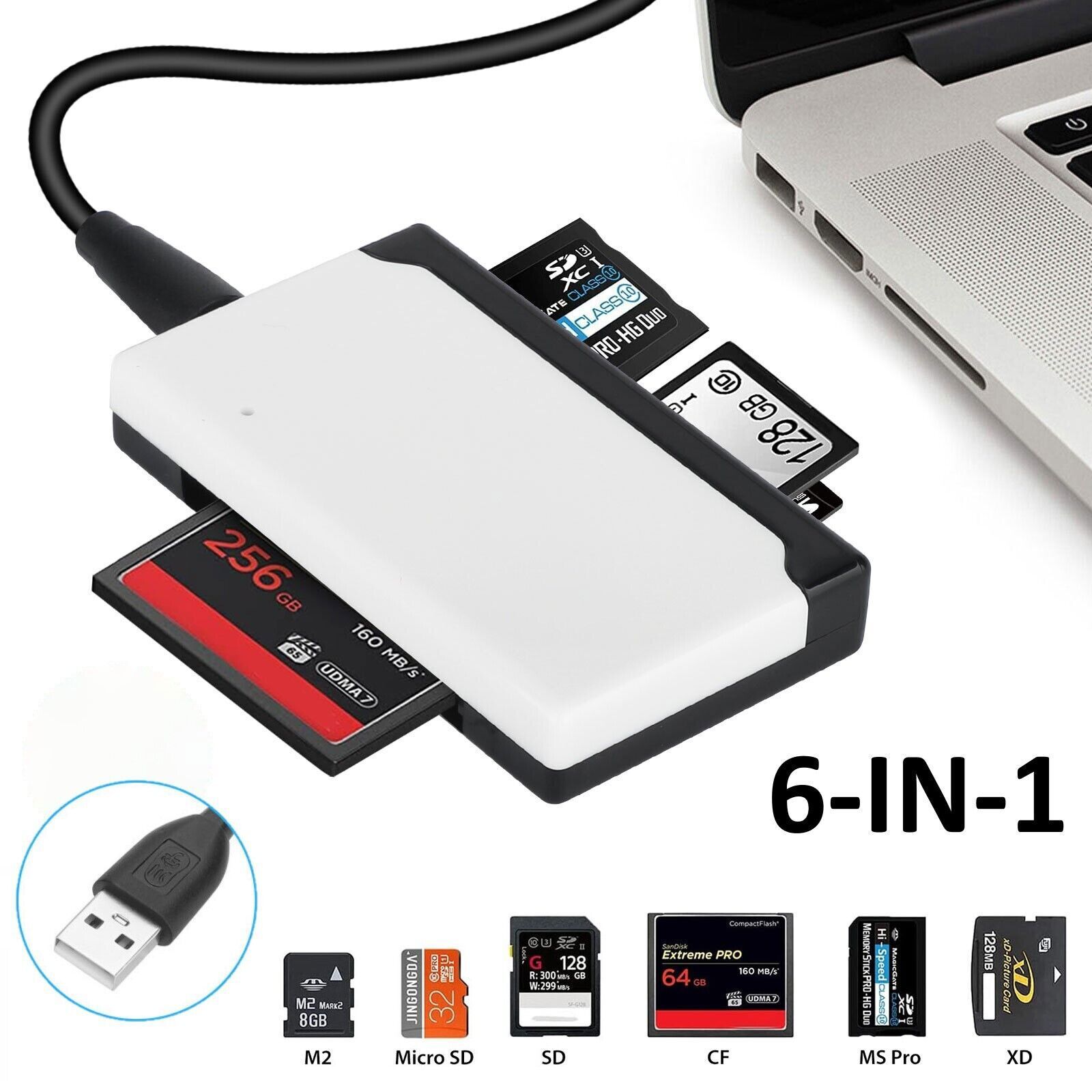 Card Reader USB 2.0 Type C Micro SD TF CF Smart Memory Adapter Laptop Computer