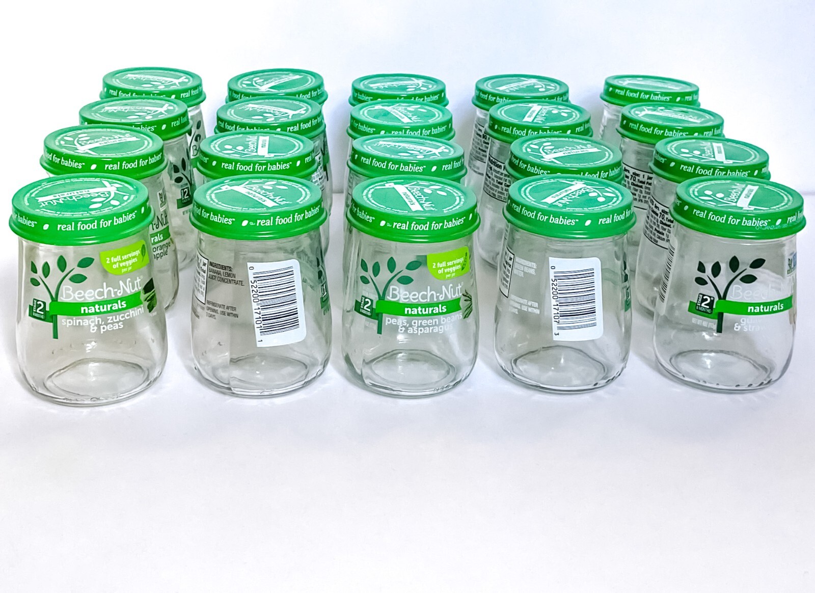 20 Beech-Nut Empty Glass Baby Food Jars 4oz Crafts Beads, Candles, Storage Nails