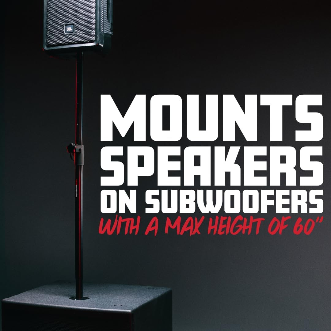 Gator Frameworks Standard Subwoofer/Speaker Pole Mount with Adjustable Height, (
