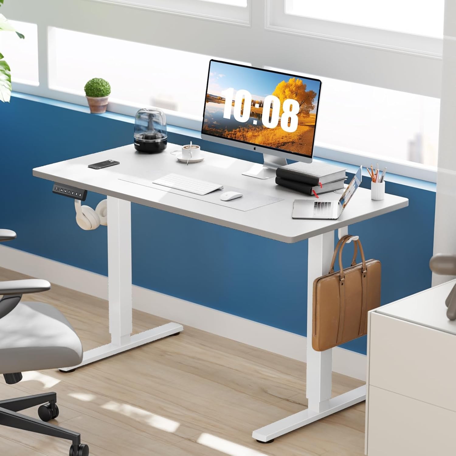 Sweetcrispy Electric Standing Desk Adjustable Height, 55x24 Inch Sit Stand Up Ho