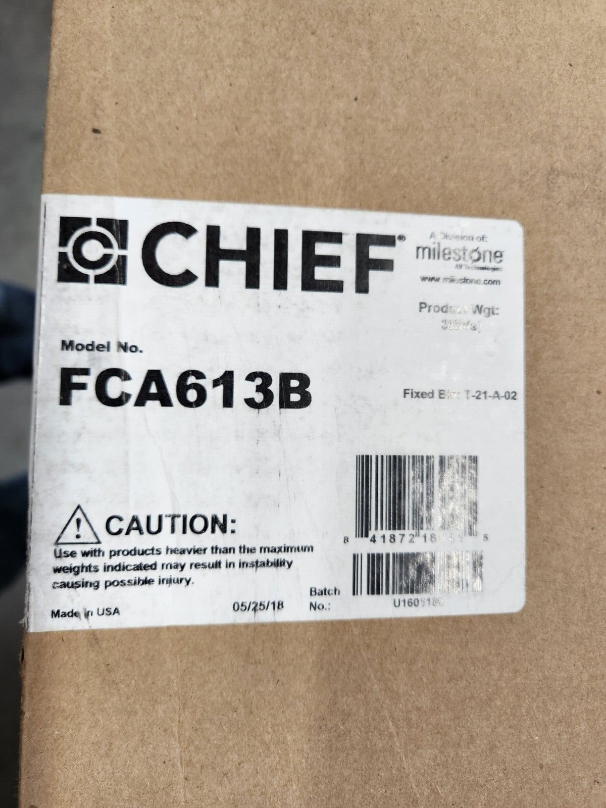 Chief FCA613B Large Height-Adjustable Accessory Shelf Fusion Carts Stands Black