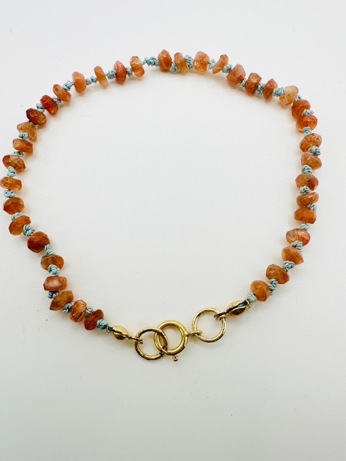 14k gold filled clasp natural sunstone bracelet 7.25”