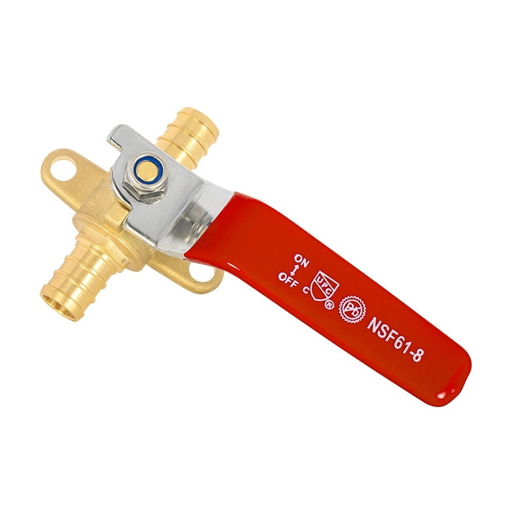 EFIELD 4 PCS 1/2"Pex Crimp Shut Off Brass Ball Valves/Drop Ear, Red& Blue Levers
