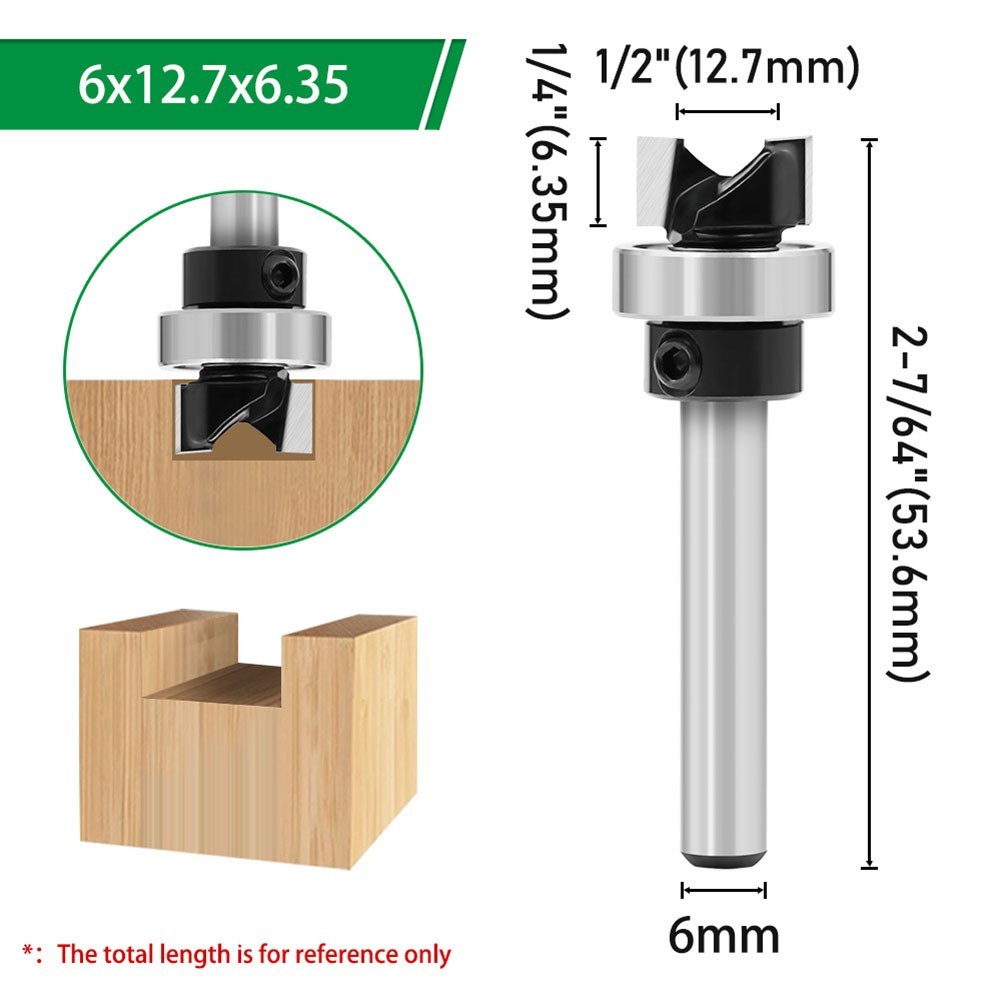 Flush Trim Router Bit with Bearing for Durable Wood Cutting Performance