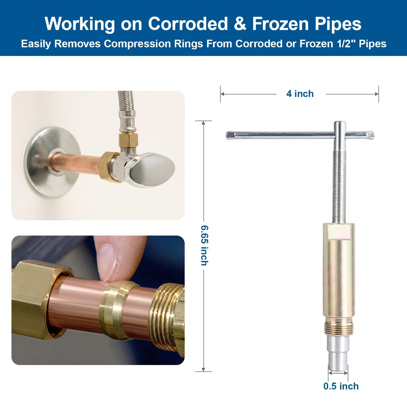 Compression Sleeve Puller Tool for 1/2 Inch Copper Pipe - Colored zinc
