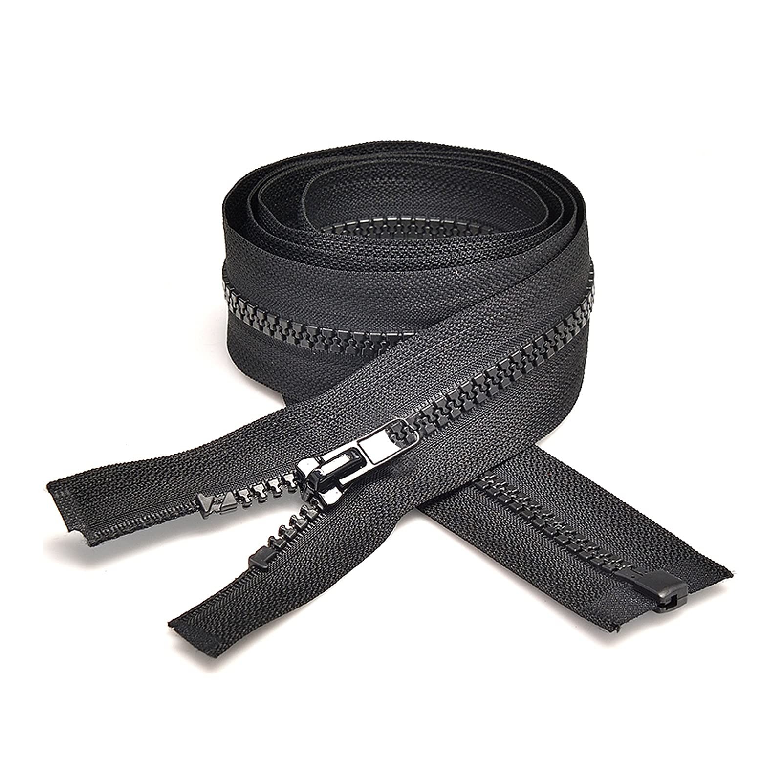 #5 41 Inch Separating Jacket Zippers 2 PCS Black Molded Plastic Bulk DIY