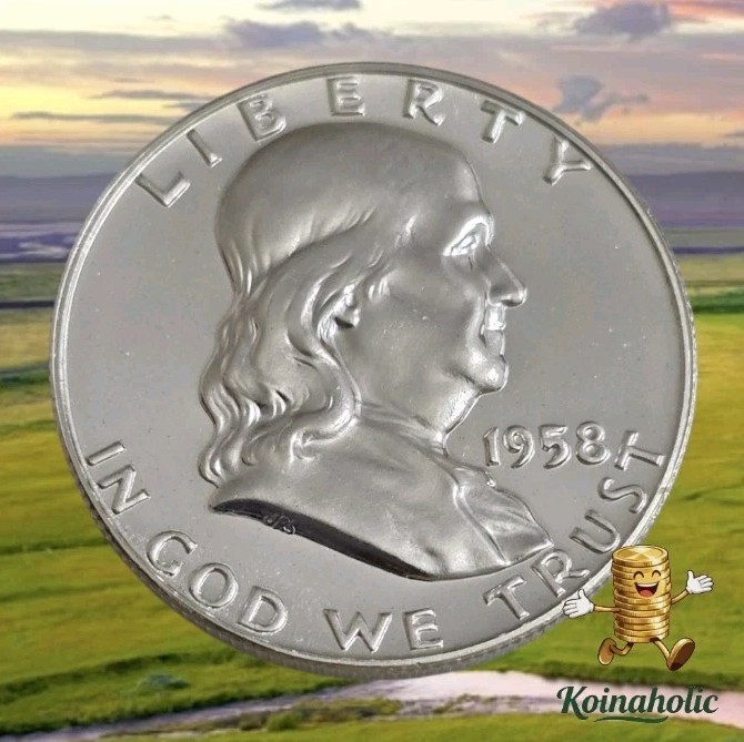1958 Franklin Half Dollar Choice GEM Brilliant PROOF Cameo 90% Silver 🔥