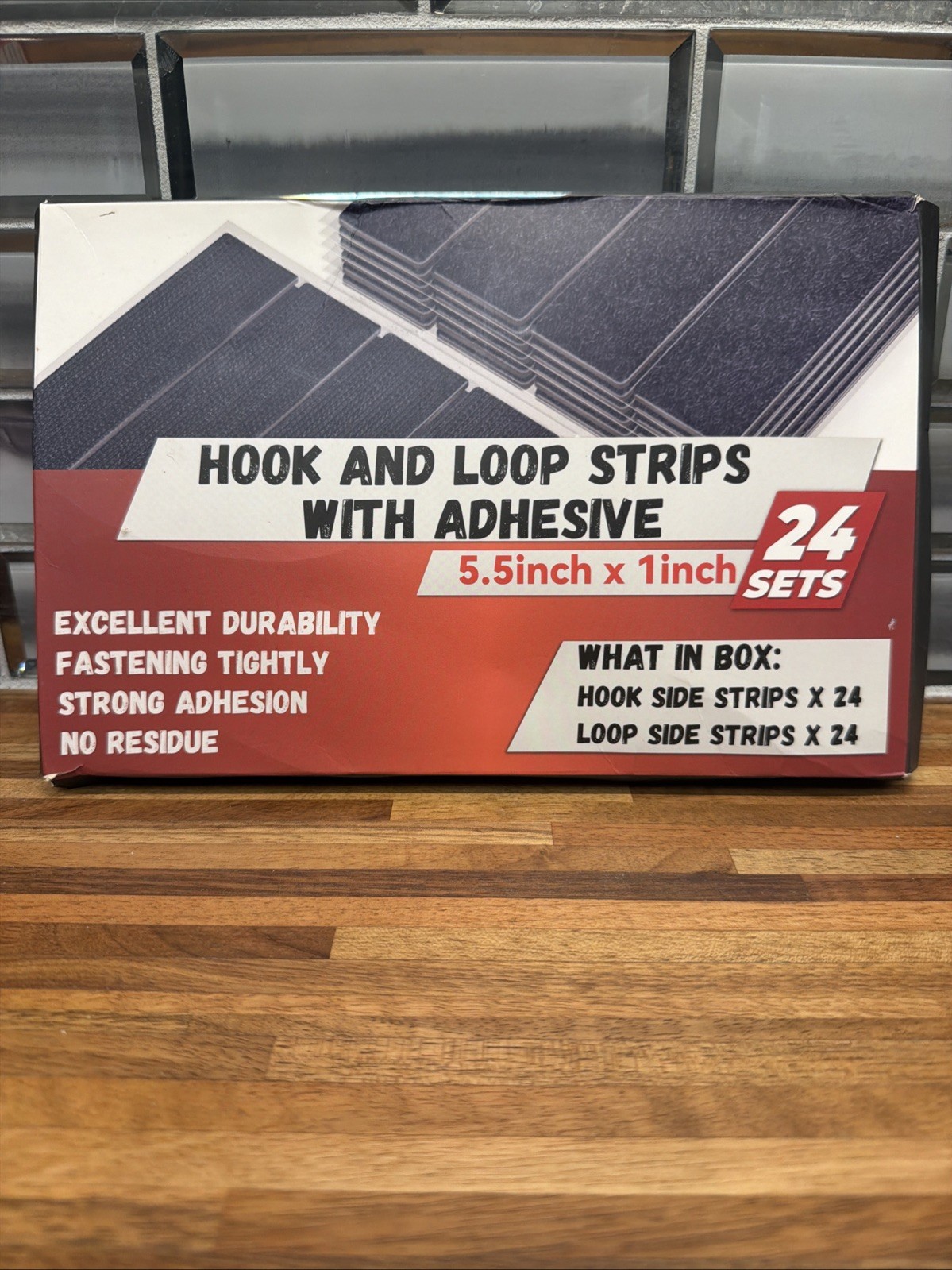 Hook And Loop Strips W Adhesive 5.5”x1” - 24 Sets