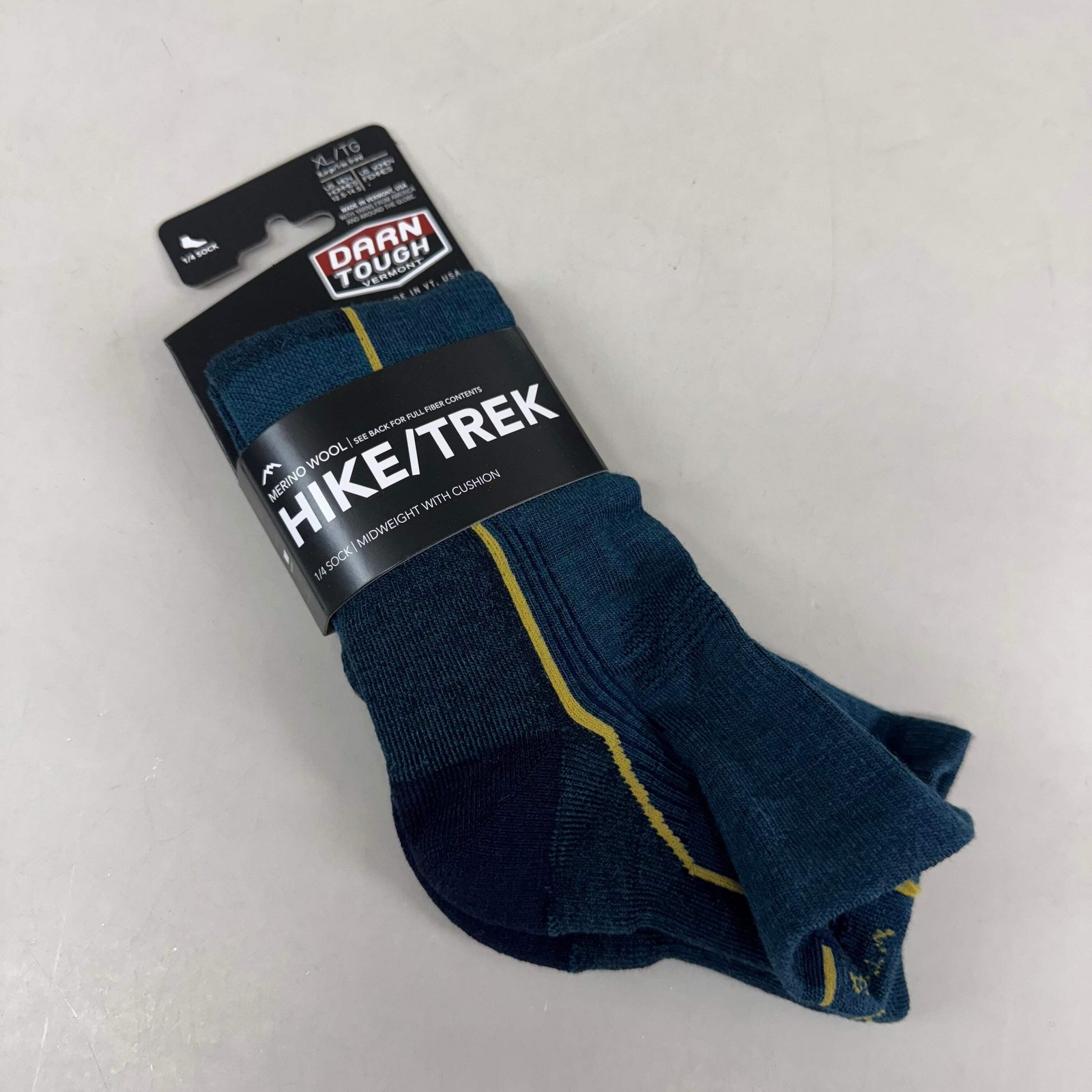 DARN TOUGH Hike/Trek 1/4 Socks Lightweight Men SZ XL 12.5-14.5 Dark Teal Merino