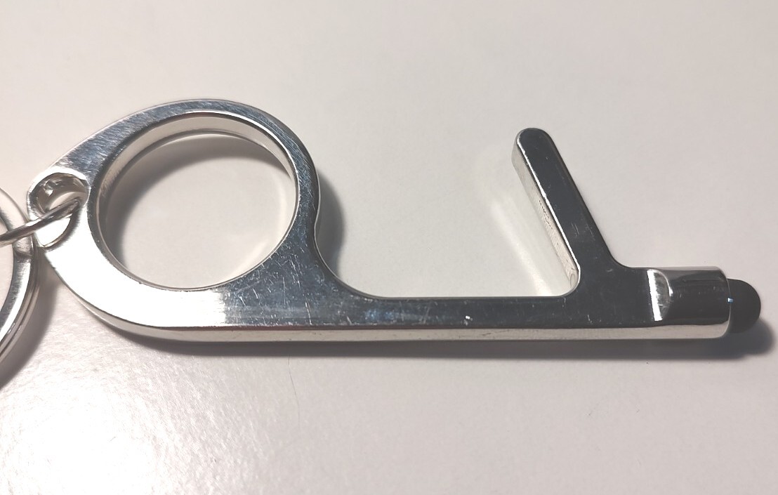 Heavy Duty Stainless Steel "No Contact" Door Opener and Stylus Key Ring.