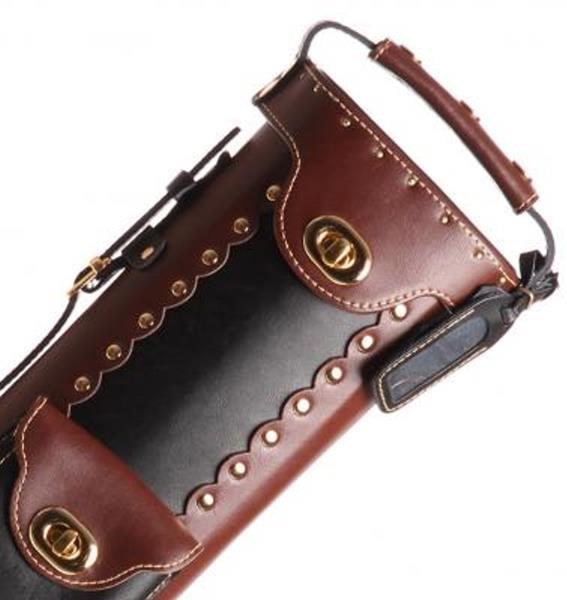 New Instroke Pool Cue Case Inverted Black Brown 2x4 LEATHER Cowboy