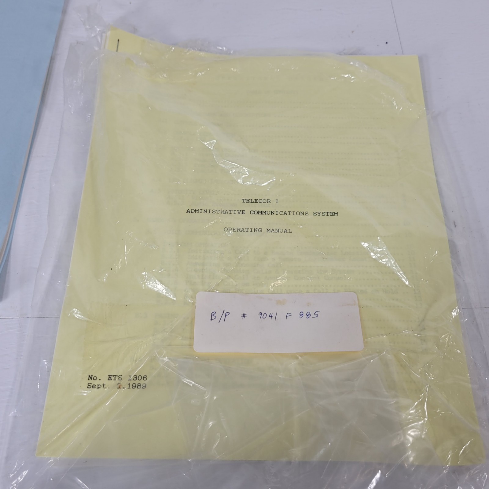 Telecor I Administrative Communications System Programming Instruction Manual