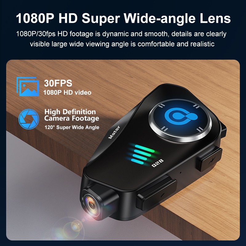 Auriculares BT para casco de motocicleta cámara grabadora de conducción HD 1080P