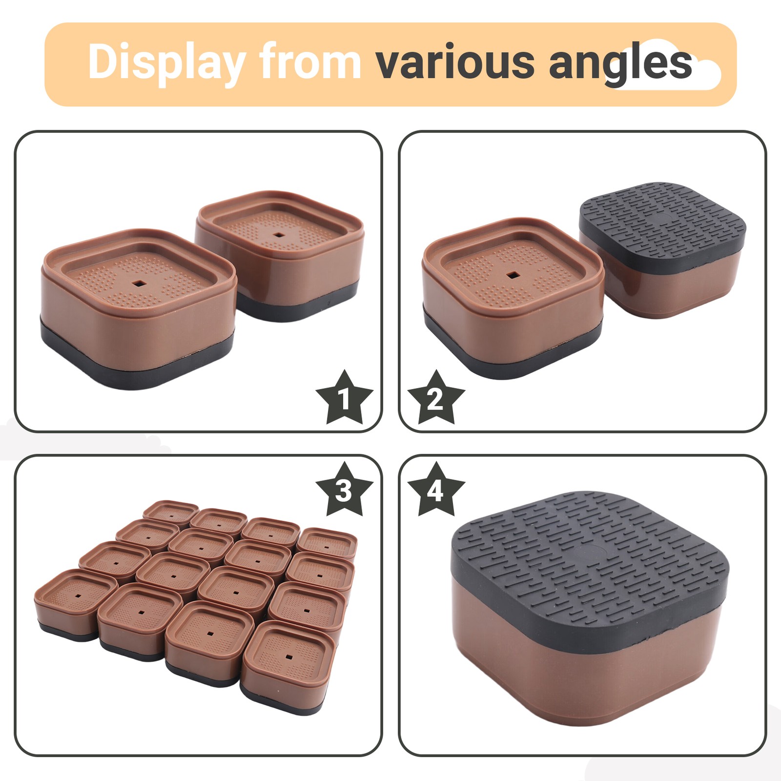 Furniture Risers Adjustable Bed Risers Desk Leg Risers 1.38Inch Stackable9907