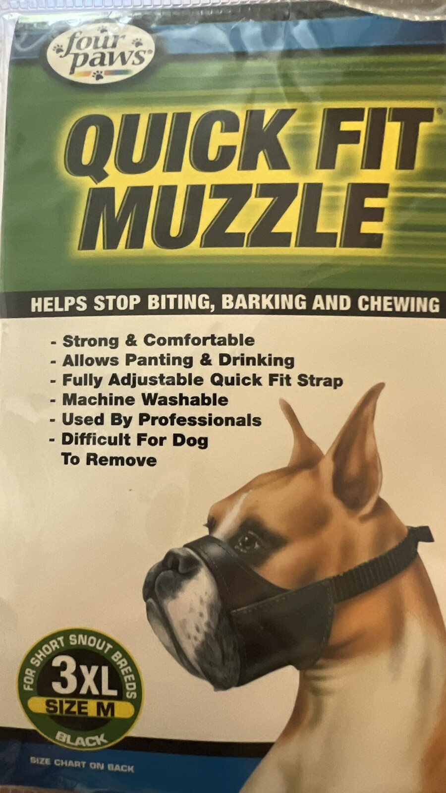 Chow Chow MUZZLE Four Paws Quick Fit Black Fits Size Med 3XL Short Snout Breeds