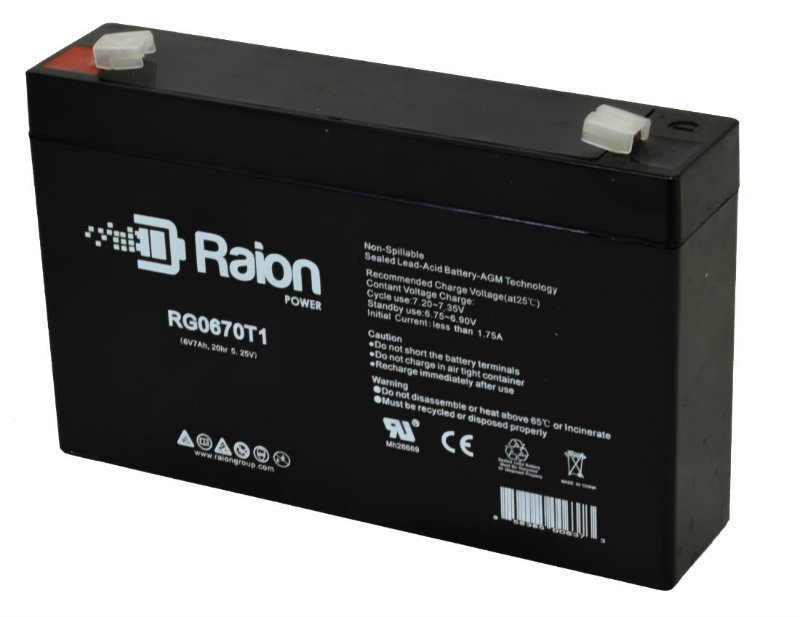 Raion Power 6V 7Ah Replacement SLA Battery For SAITE BT-6M7.0AC
