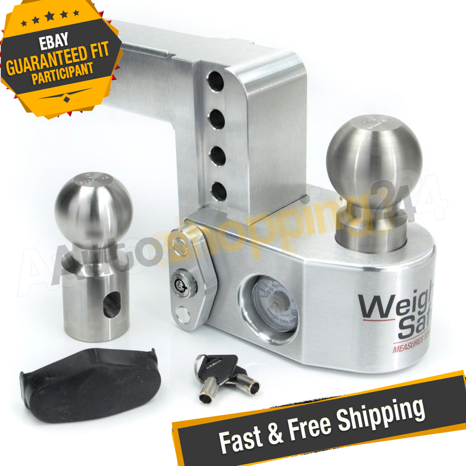 Weigh Safe WS4-2 4" Drop Hitch with Tongue Weight Scale, 2" Shaft Size, 5" Rise