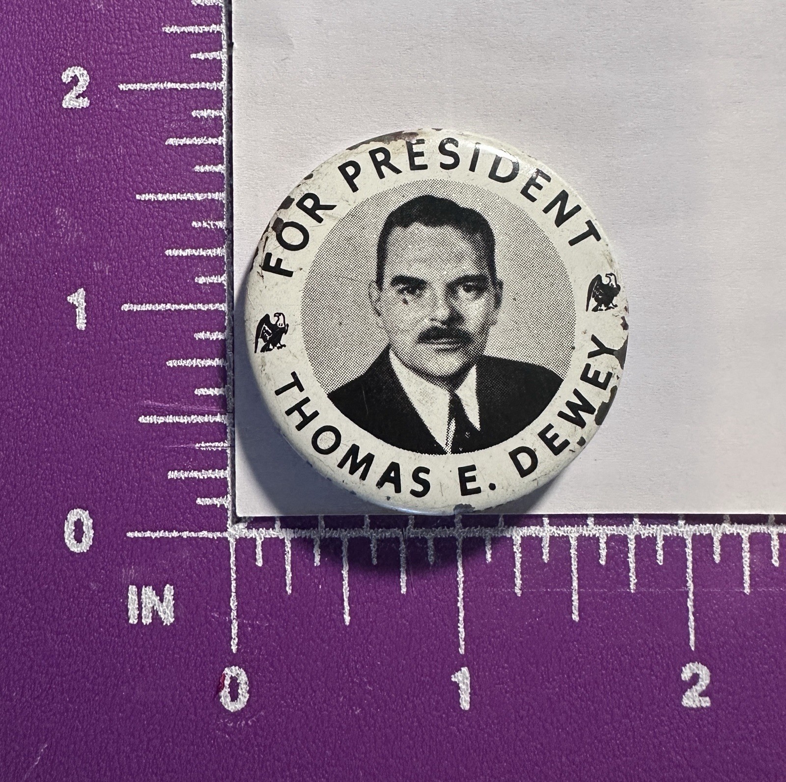 1972 Reproduction Thomas E. Dewey 1944 Presidential Campaign Button/Pin!