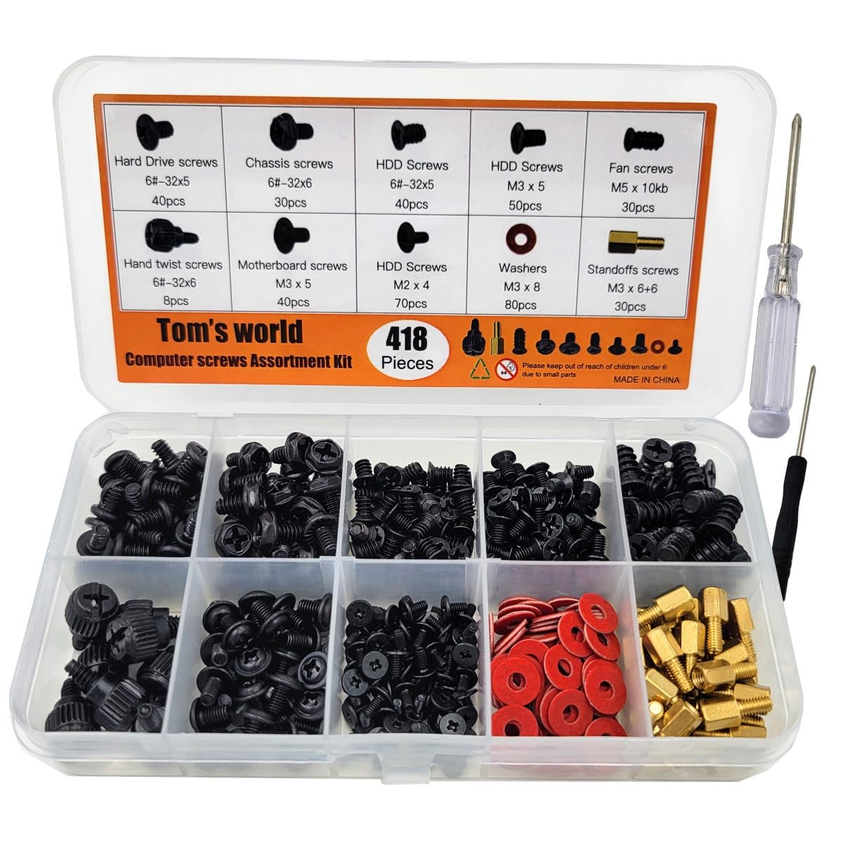 Tom's world 418Pieces Computer Screws Assortment Set Standoffs for...