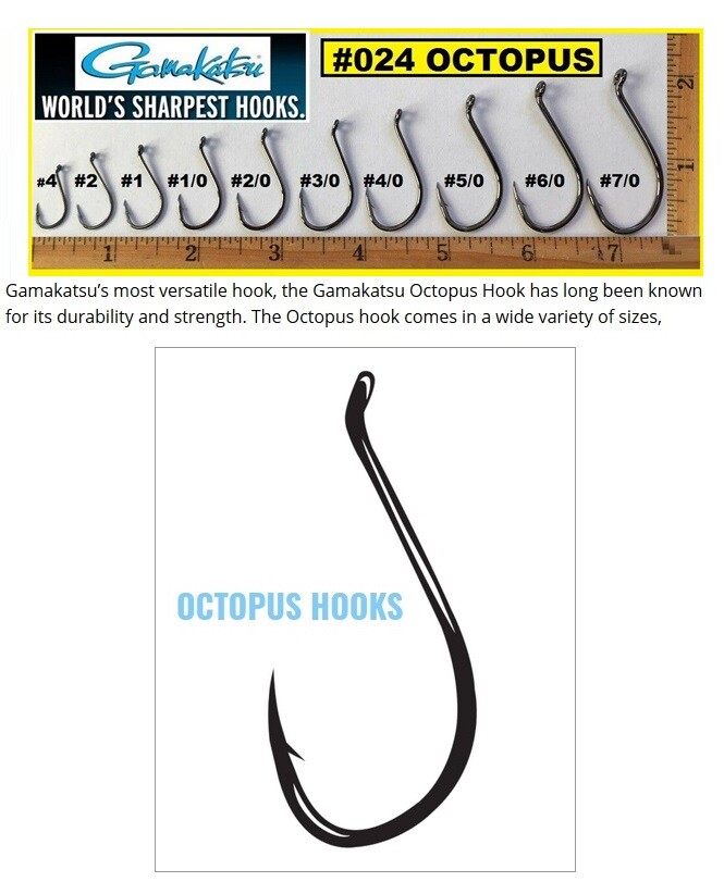 GAMAKATSU #024 OCTOPUS NSB VALUE PACK 25 HOOKS! NEW! PICK YOUR SIZE!