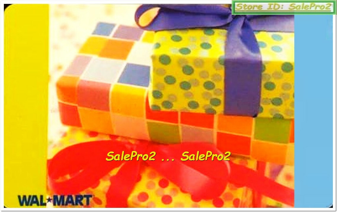 WALMART USA MERRY CHRISTMAS COLORFUL BOXES BLUE RED RIBBON COLLECTIBLE GIFT CARD