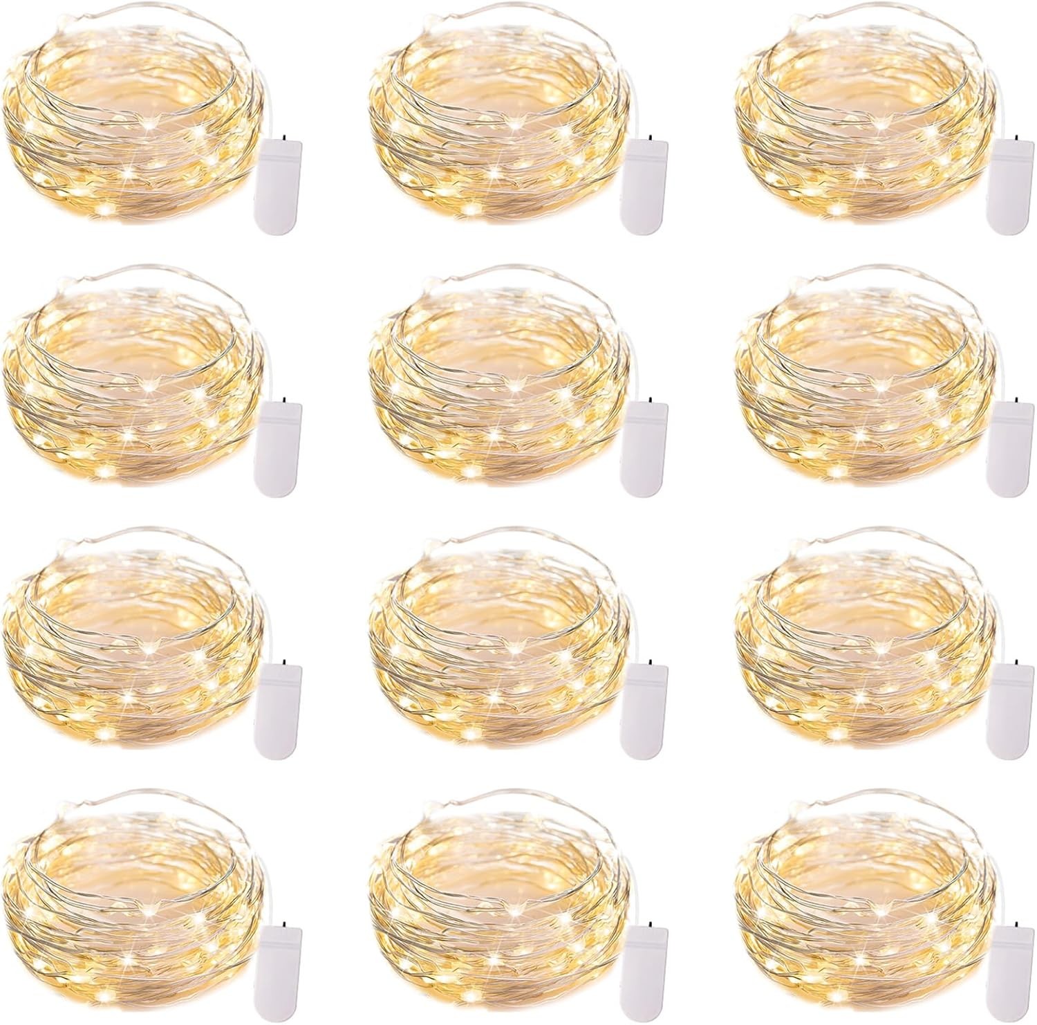 Brightown 12 Pack LED Fairy Lights 7ft 20LED Battery Waterproof Silver Wire