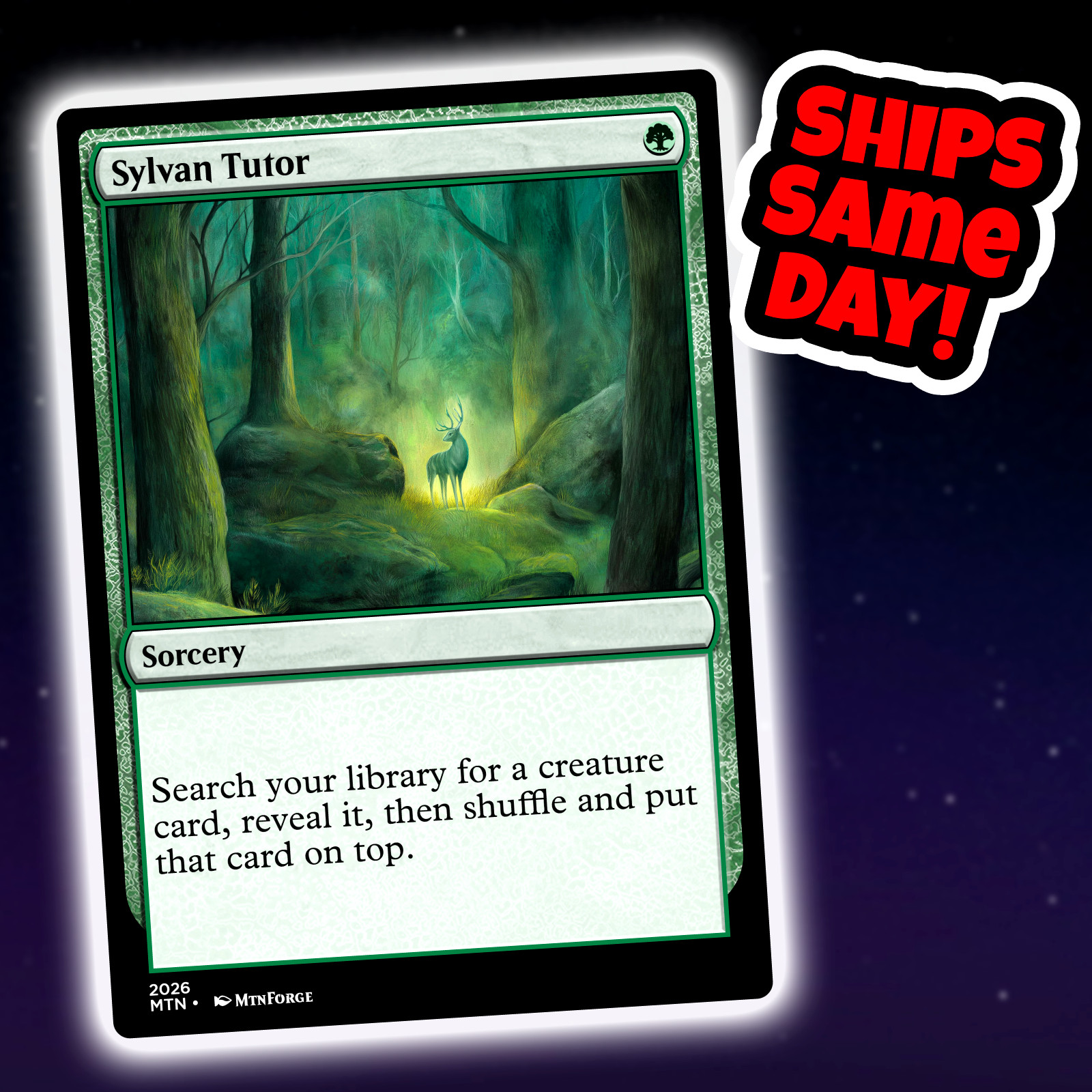 Sylvan Tutor - Custom Art Magic: The Gathering Playtest Card - Commander EDH