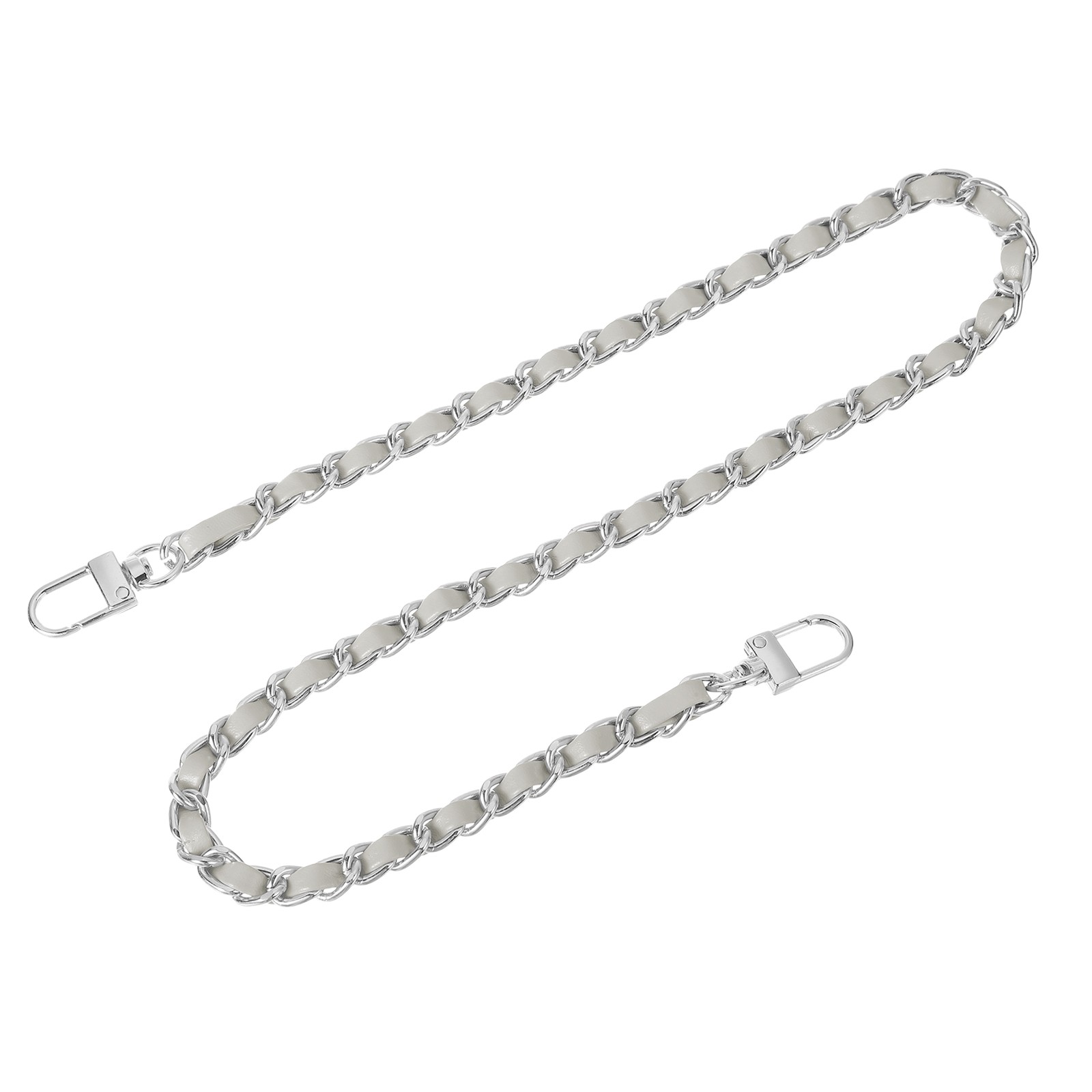 24" Purse Chain Strap with Buckles for Shoulder (Gray + Silver)