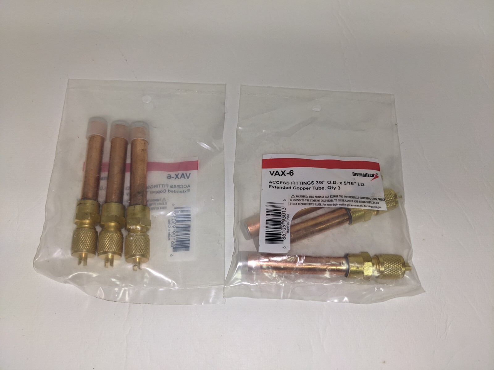 Lot of 2 Three Pack Diversitech VAX-6, 3/8" OD 5/16 ID Copper Tube Fittings (Q2)