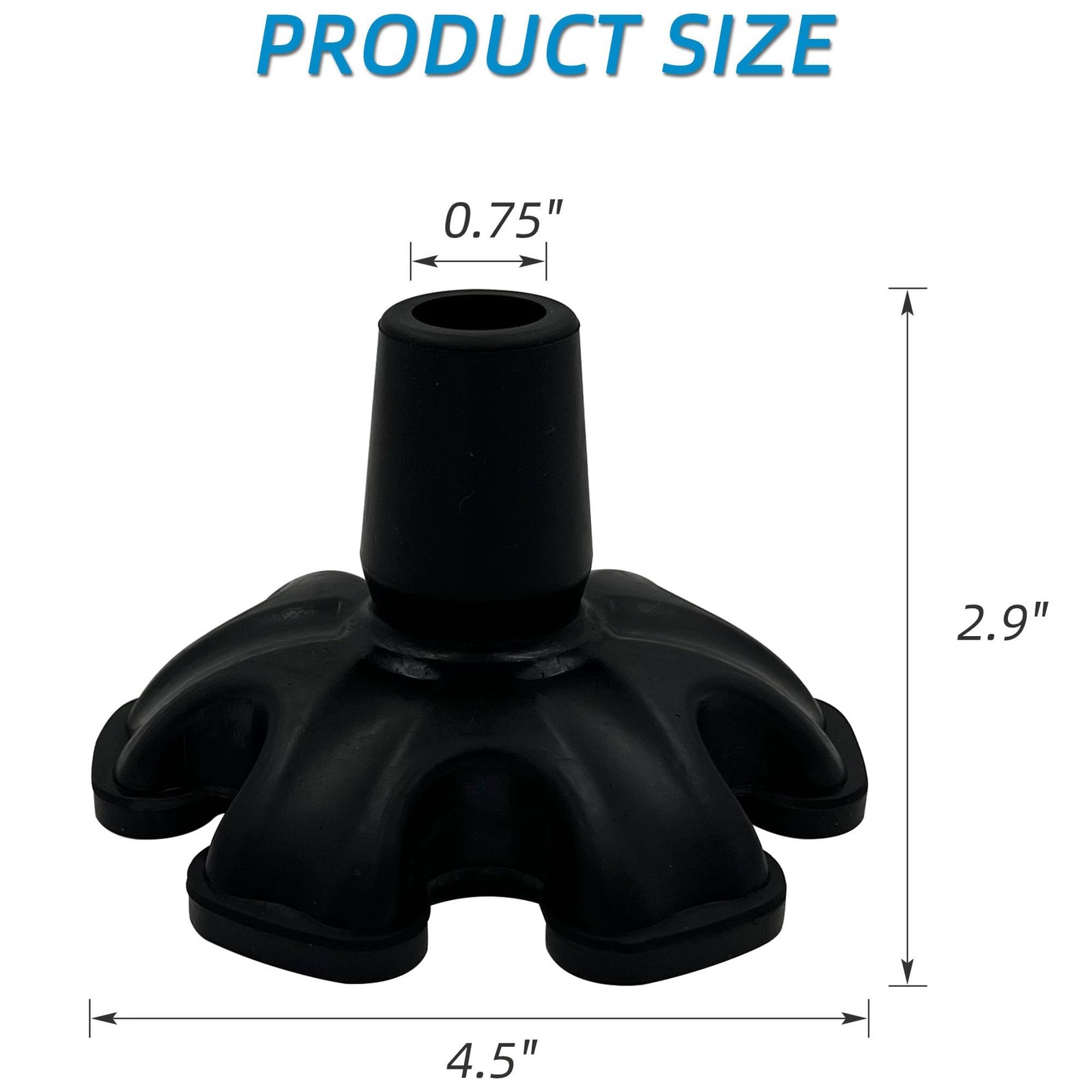 Self Standing 6 Support Feets Base Replacement Walking Canes 3/4 IN
