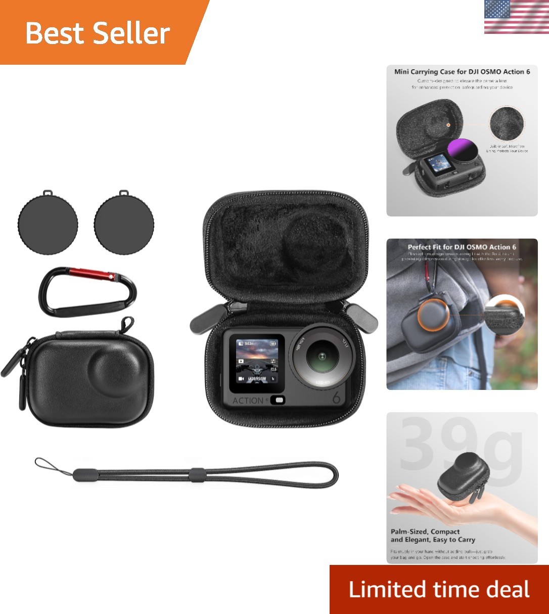 Leather Carry Case for DJI OSMO Action 6 - Compact & Durable Protection