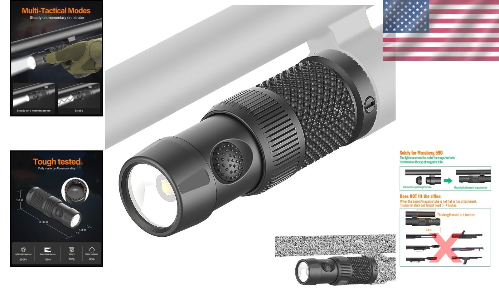 Exclusive Tactical Flashlight for Mossberg 590#