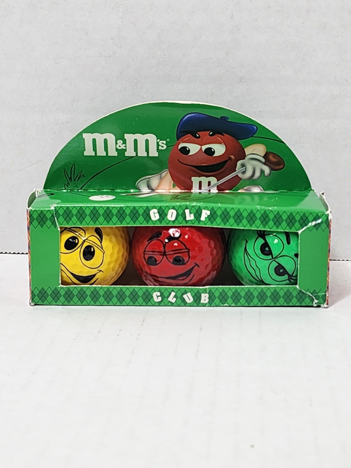 M&M World Golf Balls X3 Collectable Candy Memorabilia Red Yellow Green