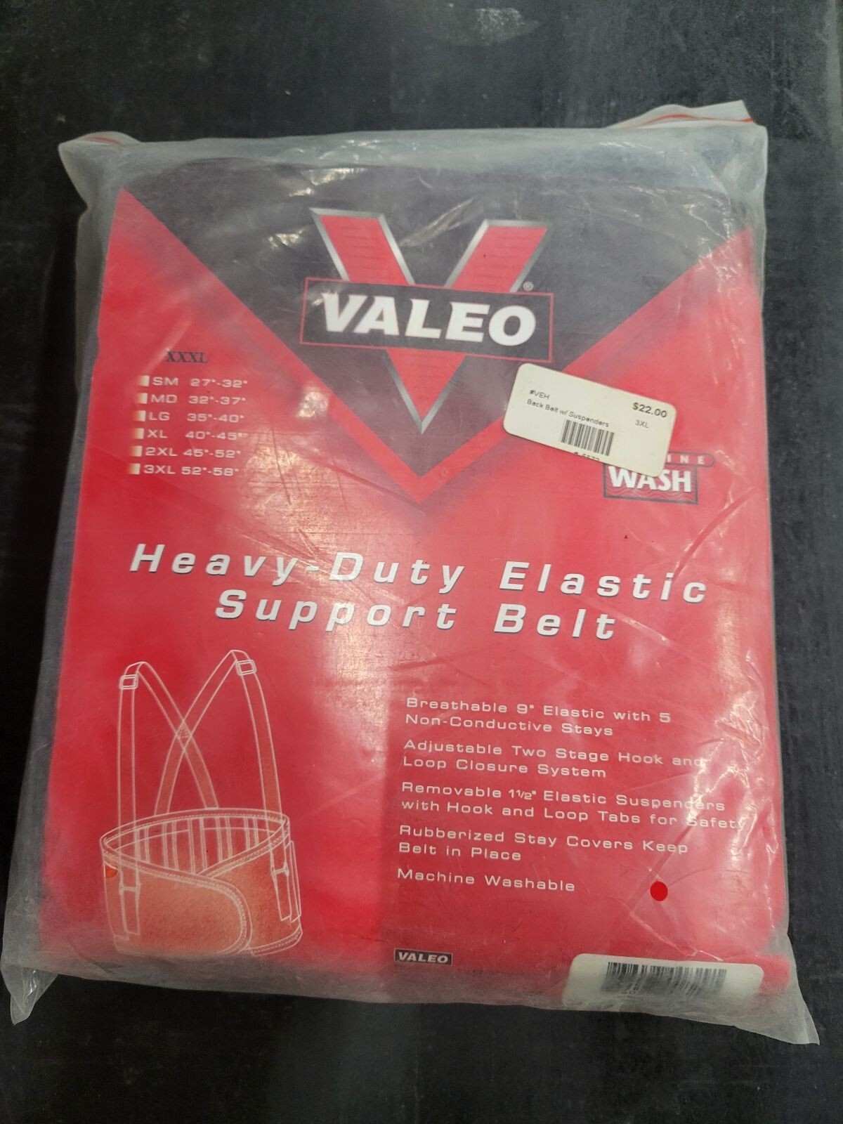 Valeo Heavy-duty VEH Elastic Support Belt Sized 3 XL