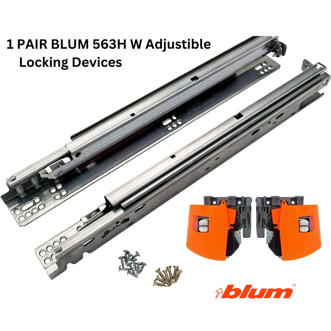1 PAIR Blum TANDEM plus BLUMOTION 563H Soft Close Drawer Slides W Locking Device