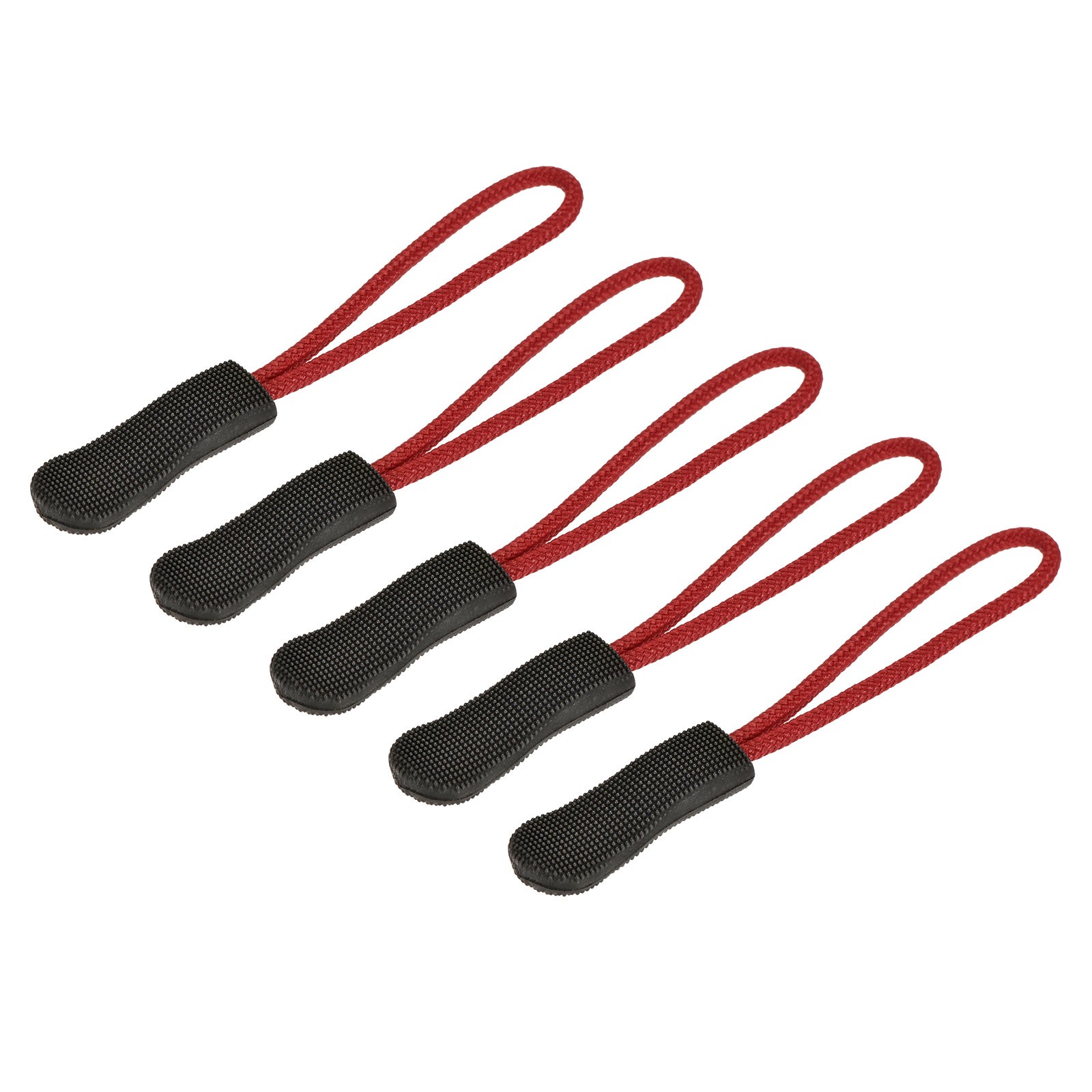 20 x Zipper Pull Pull Head Handle Replacement Tab Tags Cord Extension Black Red