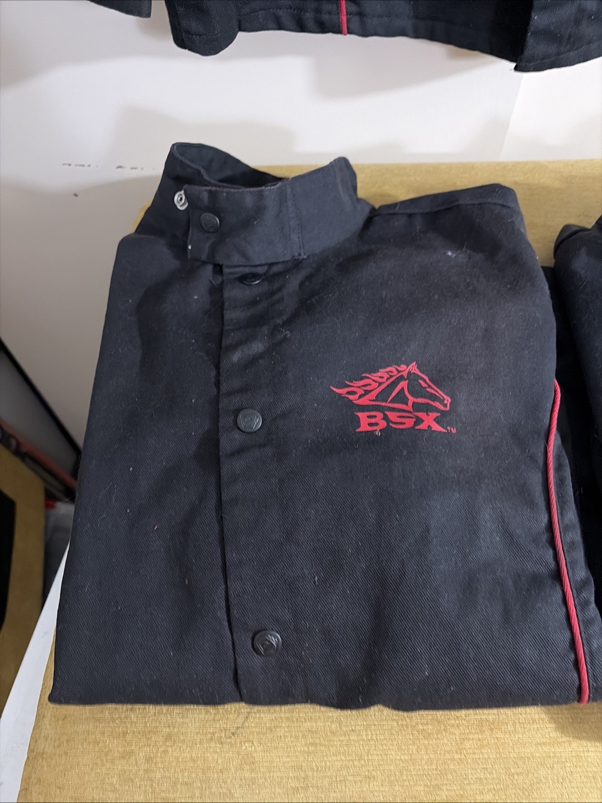 QTY 3 BSX Welding Jacket Size Medium Long Sleeve Black Button Up Flame Resistant
