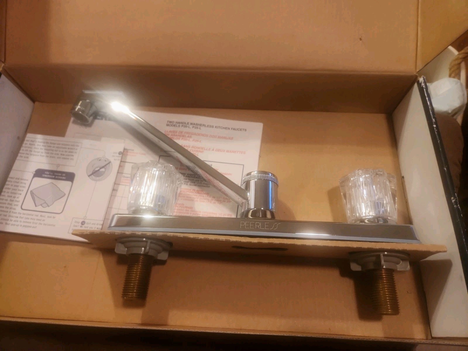 PEERLESS Chrome Kitchen Faucet Model P20-L  2 Hole Configuration New Open Box FP