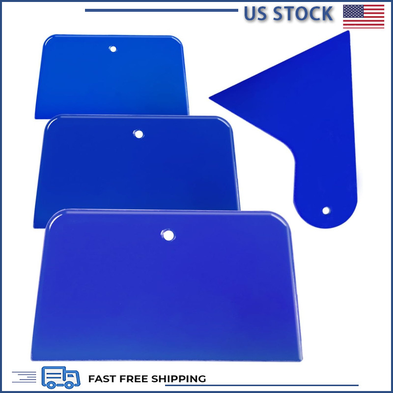 4 Pack Blue Plastic Body Filler Spreaders Color: Blue