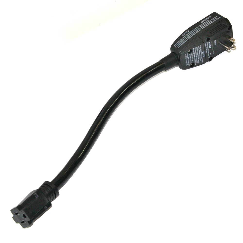 12 GFCI 15 Amp Plug NEMA 5-15P, with 12 Inch Single Tap Connector (NEMA 5-15R)