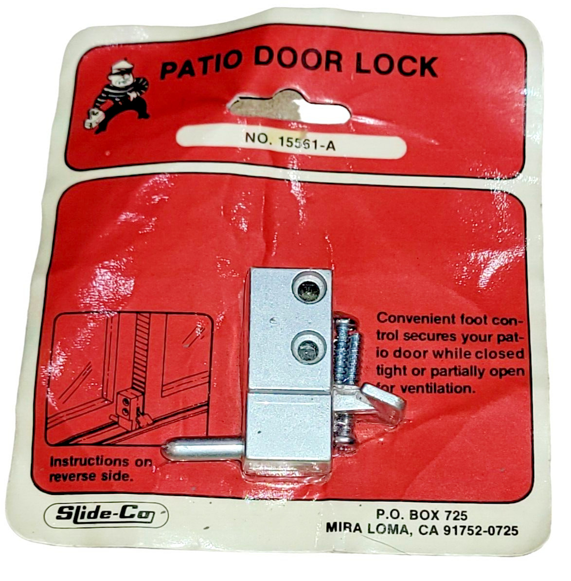 Slide-Co 15561-A Sliding Patio Door Foot Lock Security Lock Sliding Glass Door